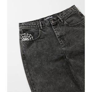 Crawling Death Web Denim Jeans - Acid Black