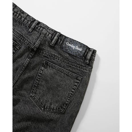 Crawling Death Web Denim Jeans - Acid Black