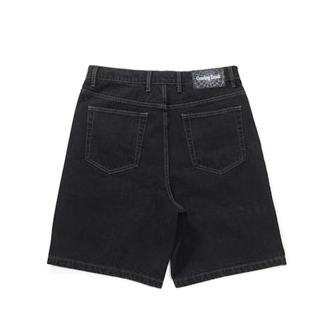 Crawling Death Web Denim Shorts - Washed Black