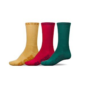 Globe Sustain Crew Socks 3-Pack - Yellow/Red/Green