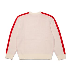 Hoddle Warped Logo Knit Sweater - Ecru/Red