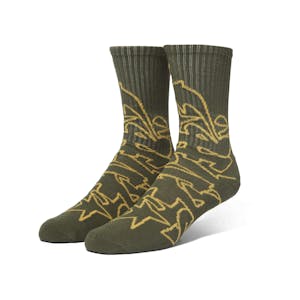 HUF Outlines Crew Sock - Olive