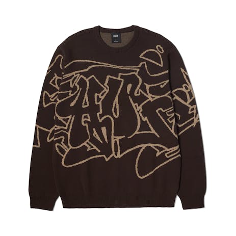 HUF Outlines Crewneck Sweater - Espresso