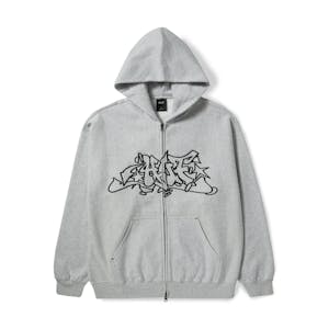 HUF Outline Full Zip Heavyweight Hoodie - Heather Grey