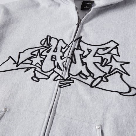 HUF Outline Full Zip Heavyweight Hoodie - Heather Grey