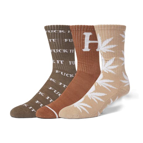 HUF Variety 3-Pack Socks - Brown