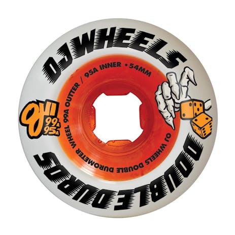 OJ Double Duro 54mm Skateboard Wheels - White/Orange