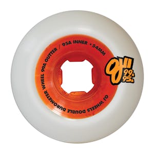 OJ Double Duro 54mm Skateboard Wheels - White/Orange