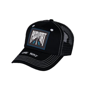 Pass~Port One Way Trucker Hat - Black