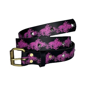 Personal Holy Studded Leather Belt - Pink/Black/Silver