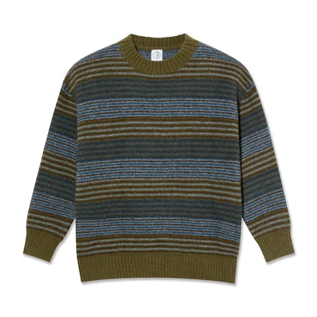 Polar George Knit Sweater - Blue Green Stripe