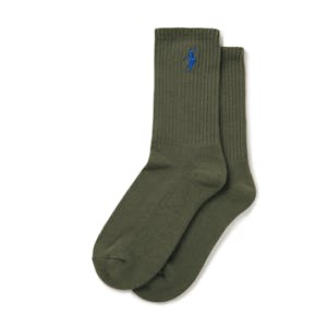 Polar No Comply Rib Socks - Olive/Blue