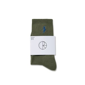 Polar No Comply Rib Socks - Olive/Blue