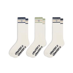 S/Double Stripe S-Dot Socks 3 Pack - Navy/Black/Sage