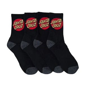 Santa Cruz Classic Dot Crew 4-Pack Youth Socks - Black