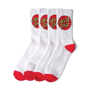 Santa Cruz Classic Dot Crew 4-Pack Youth Socks - White