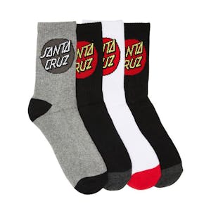 Santa Cruz Classic Dot Crew 4-Pack Socks - Black/White/Grey Marle