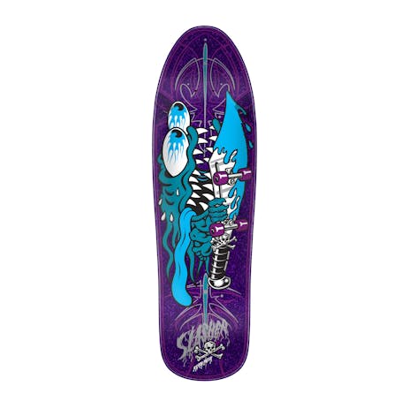 Santa Cruz Meek Pinstripe Slasher 9.23” Skateboard Deck - Purple Glitter