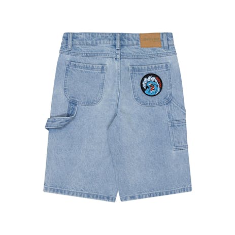 Santa Cruz Screaming Wave Patch Youth Carpenter Shorts - Light Indigo