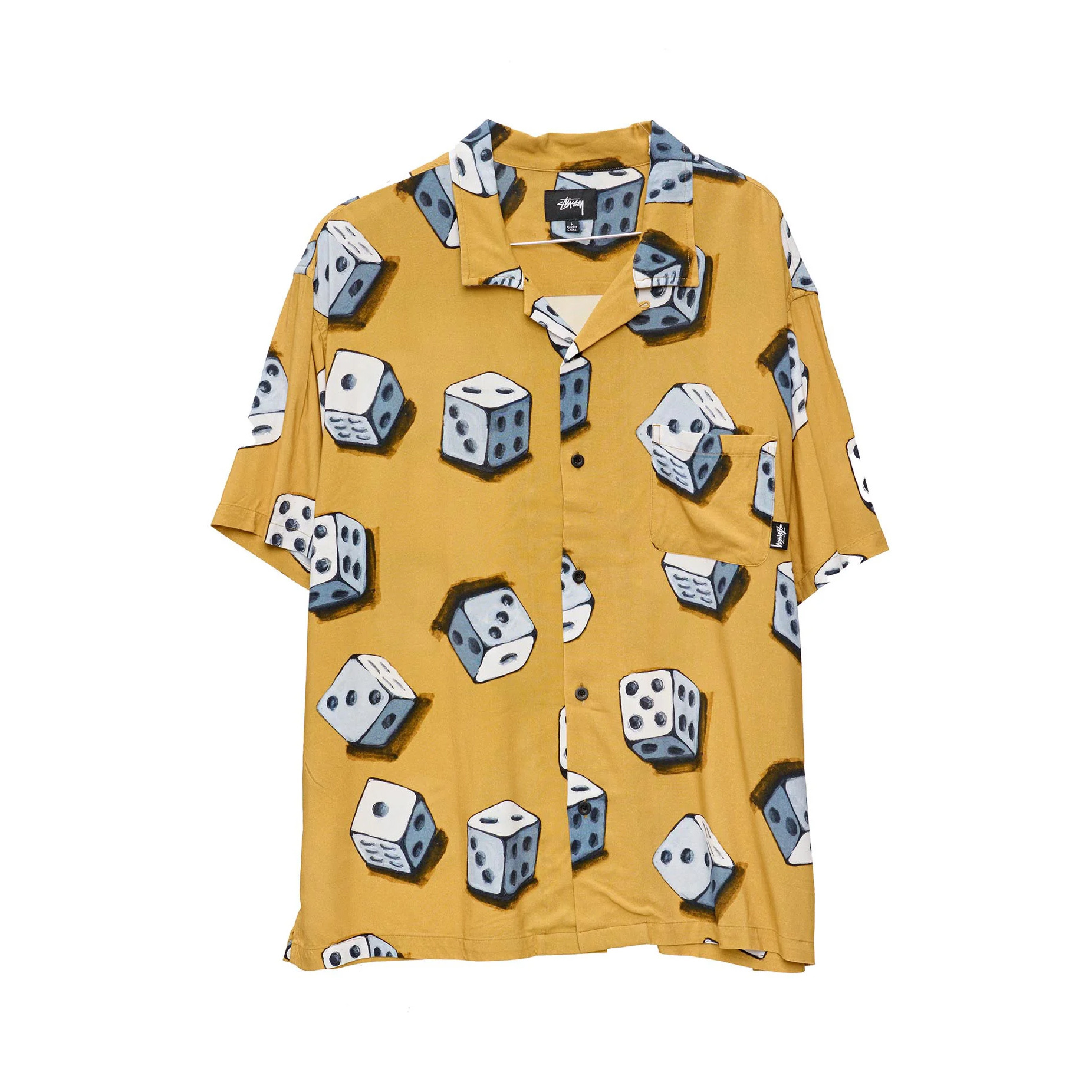 Stussy Dice Pattern Rayon Shirt - Mustard | BOARDWORLD Store
