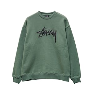 Stussy Solid Stock Embroidery Crewneck Sweater - Fern Green