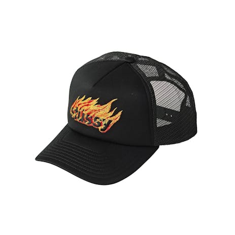 Stussy Flames Trucker Hat - Black