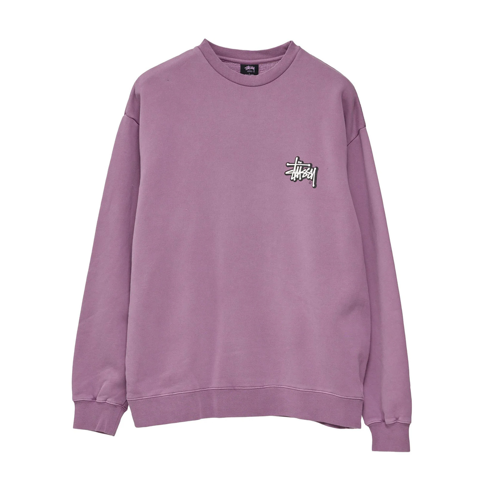 Stussy Offset Graffiti Crewneck Sweater - Pigment Orchid