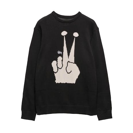 Stussy Peace Crown Knit Crewneck Sweater - Black