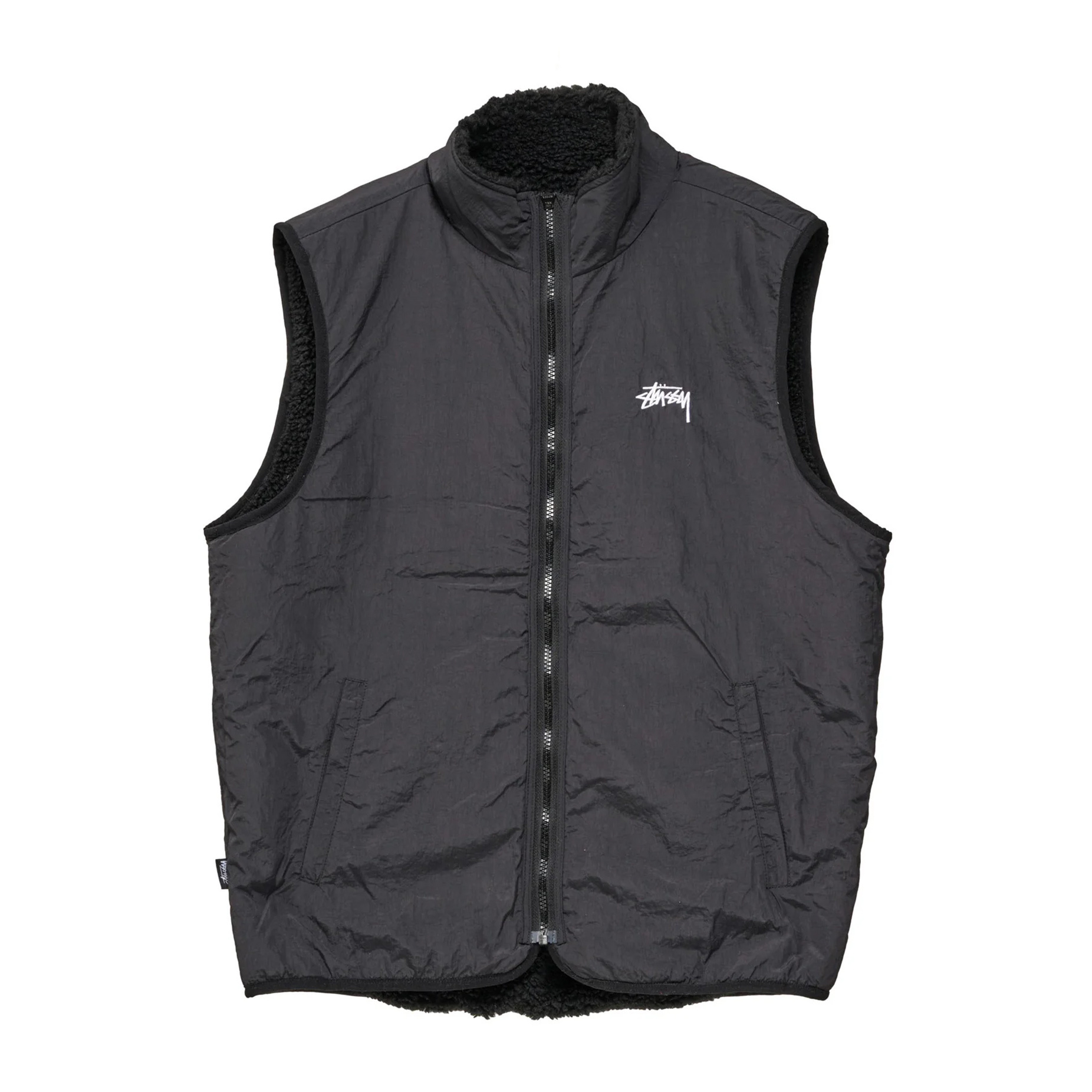 Stussy Reversible Stock Sherpa Vest - Black | BOARDWORLD Store