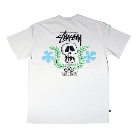 Stussy Skull Crest Heavyweight T-Shirt - Pigment Washed White