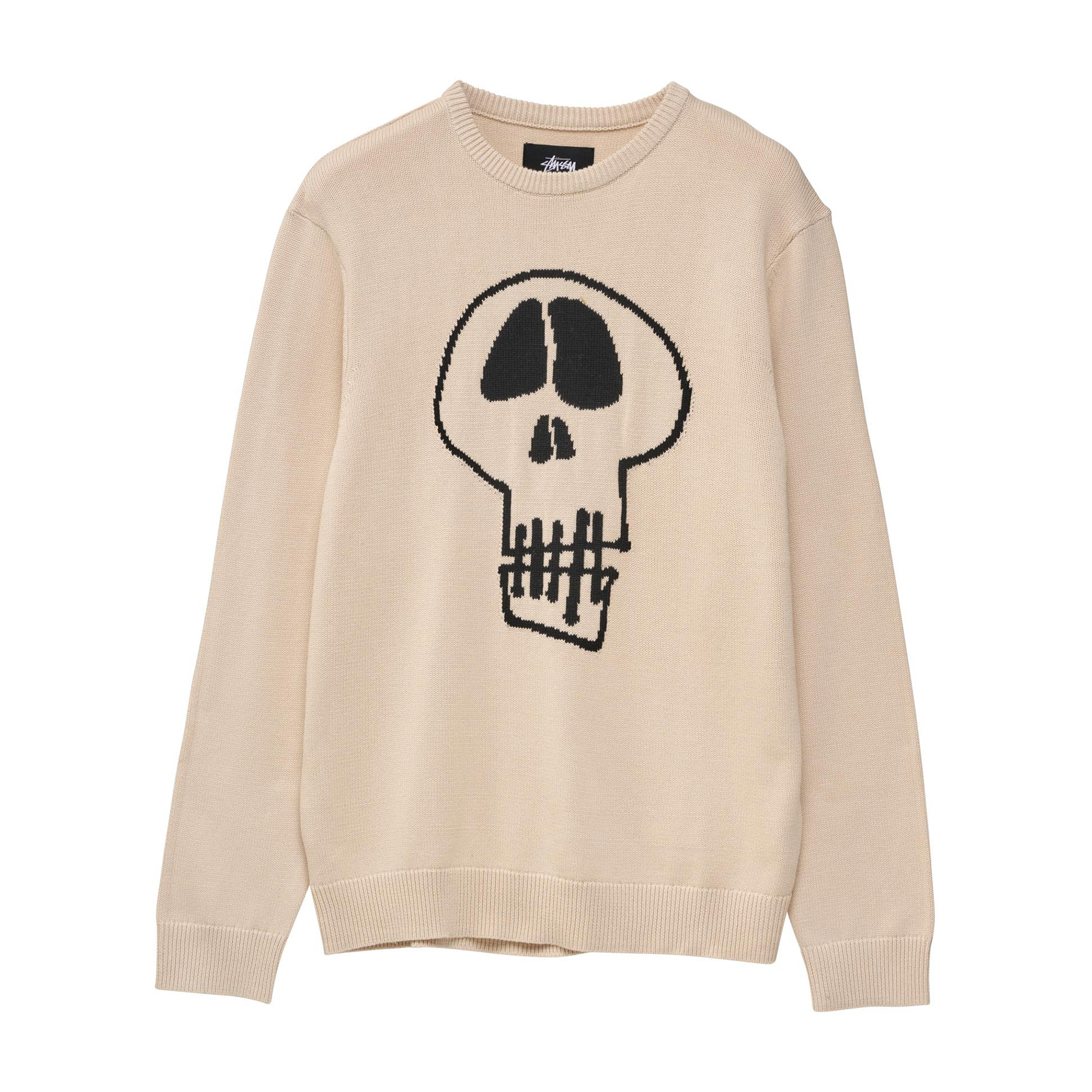 Stussy Skull Knit Crewneck Sweater - Cream | BOARDWORLD Store