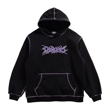 Velvet Contrast Fleece Hoodie - Black