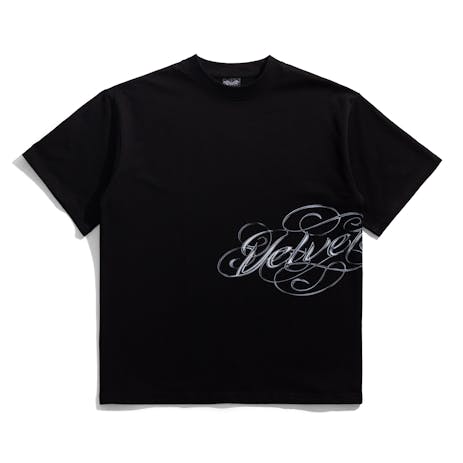 Velvet Cursive T-Shirt - Black