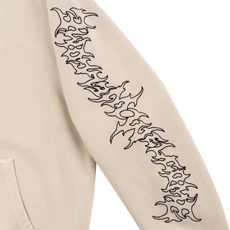 Welcome Barb Sleeve Embroidered Hoodie - Bone