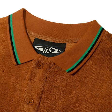 WKND Terry Long Sleeve Polo Shirt - Brown