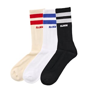 XLARGE Stripe Organic Sock 3-Pack - Black/Cream/White