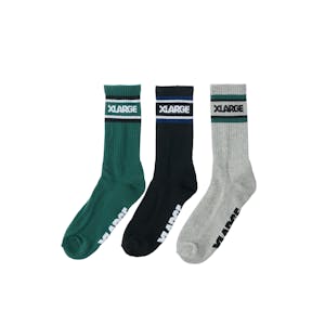XLARGE 91 Stripe Sock 3-Pack - Forest/Black/Heather