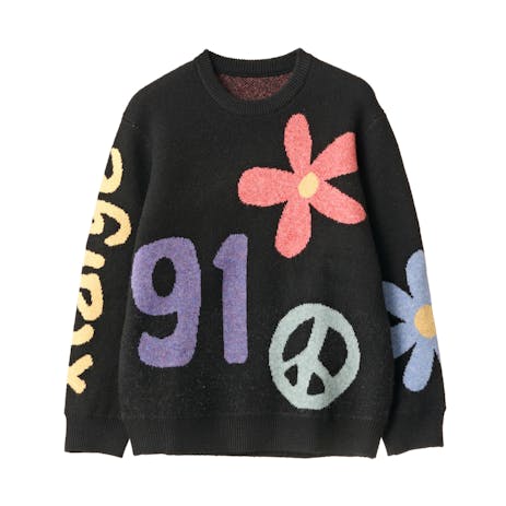 XLARGE Flower & Peace Recycled Knit Sweater - Black